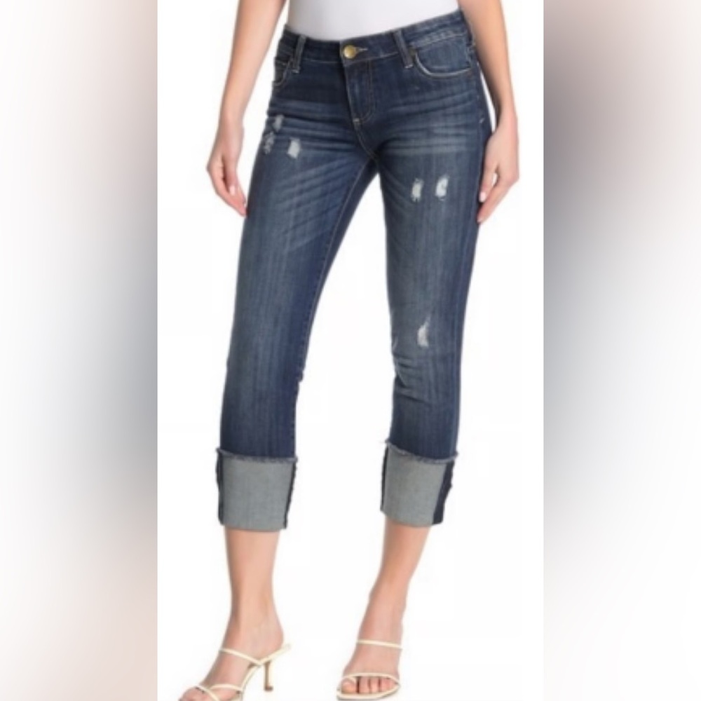 Dark Wash Cuffed Crop Women’s Jeans